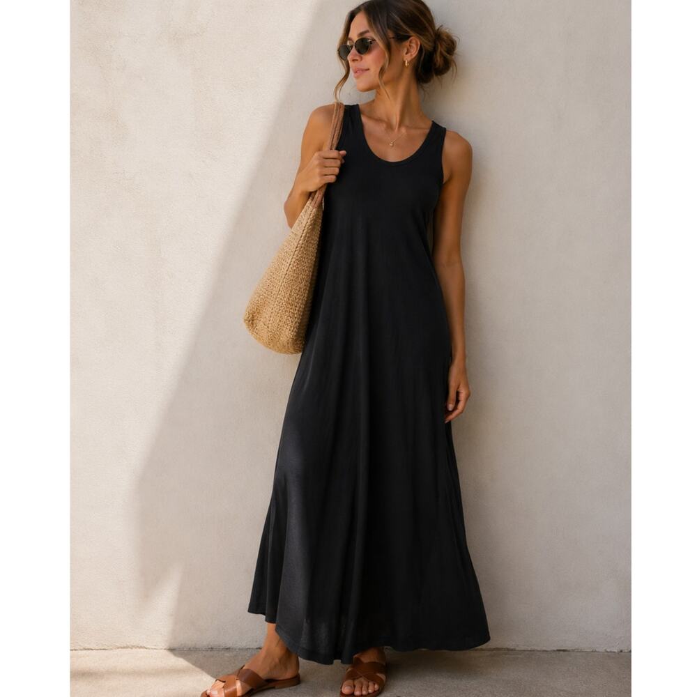 Soft Surroundings Black Bailey Tank Dress Maxi Womens XSP Casual Beachy Summer